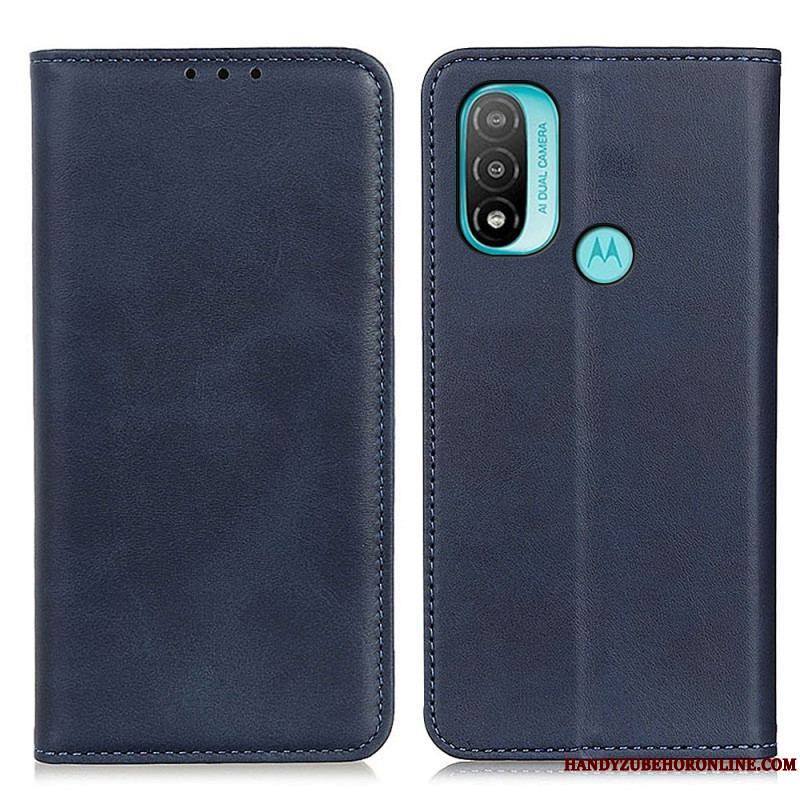 Flip Cover Moto E40 / E30 / E20 Cuir Fendu Élégance