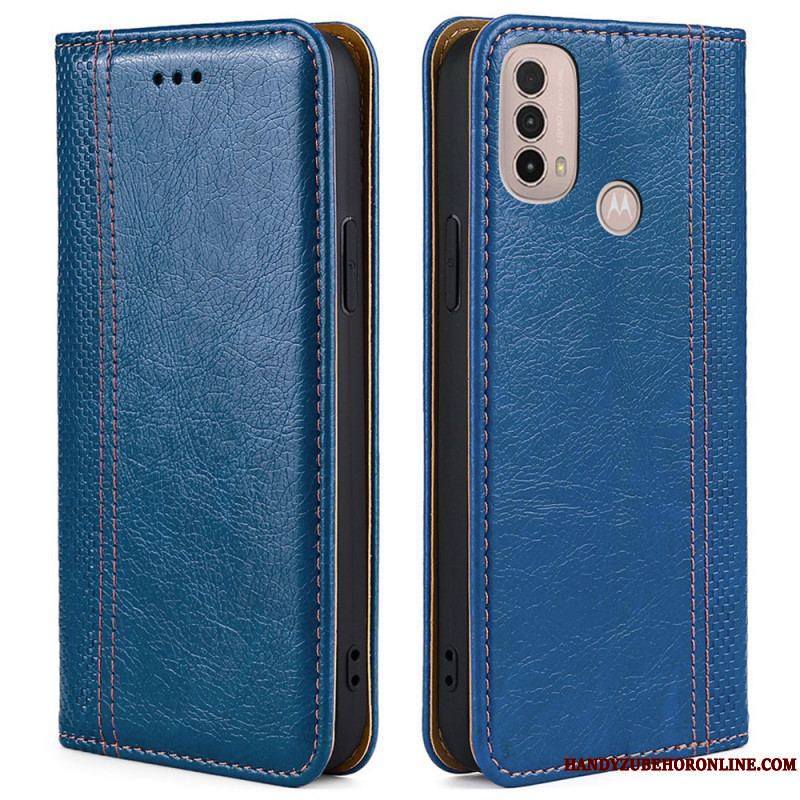 Flip Cover Moto E40 / E30 / E20 Cuir Litchi Fendu Coutures