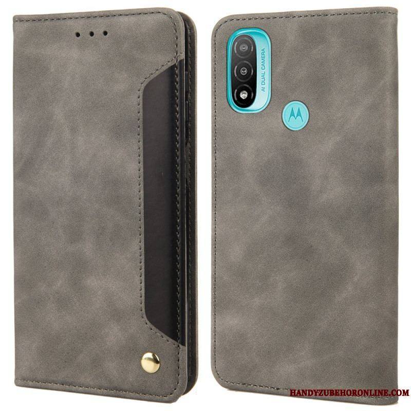 Flip Cover Moto E40 / E30 / E20 Effet Cuir Business Bicolore