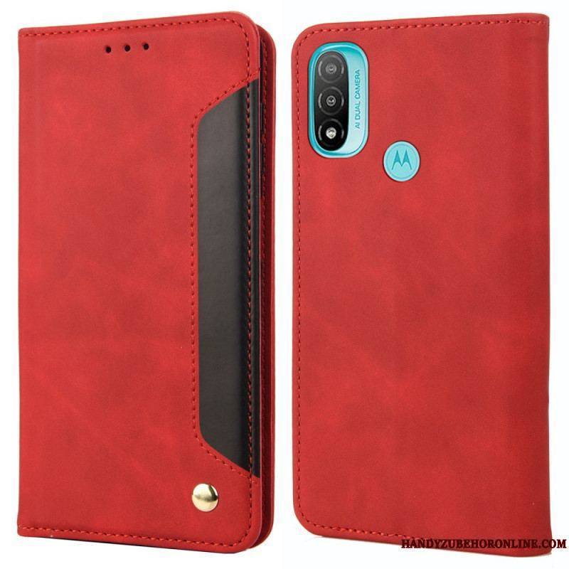 Flip Cover Moto E40 / E30 / E20 Effet Cuir Business Bicolore