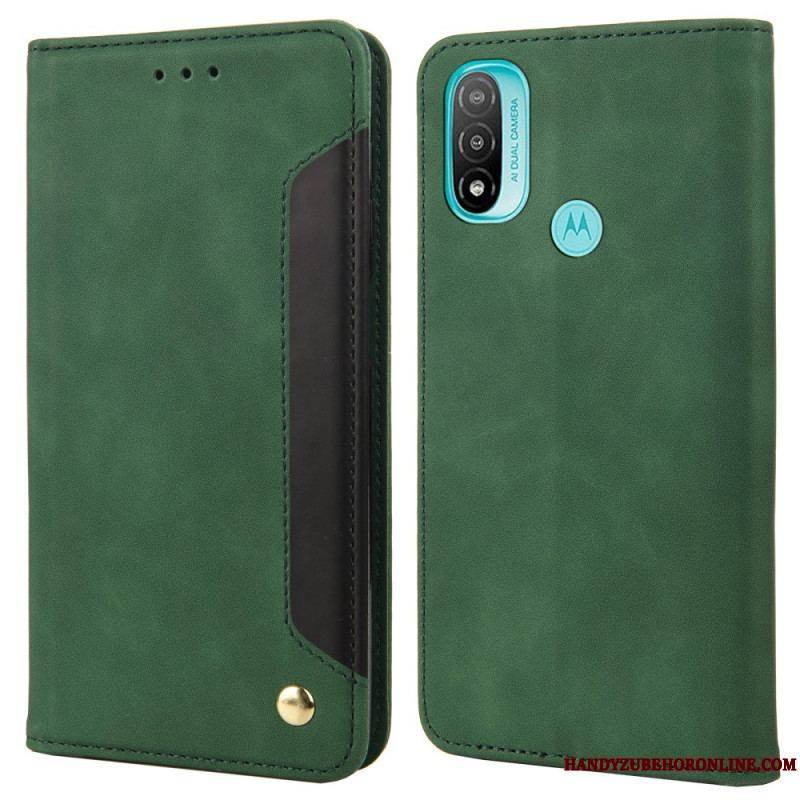 Flip Cover Moto E40 / E30 / E20 Effet Cuir Business Bicolore