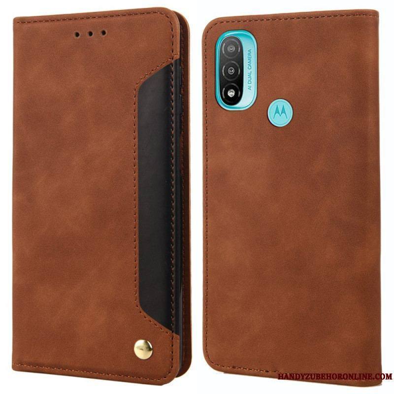 Flip Cover Moto E40 / E30 / E20 Effet Cuir Business Bicolore