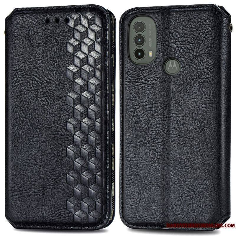 Flip Cover Moto E40 / E30 / E20 Effet Cuir Texture Diamant