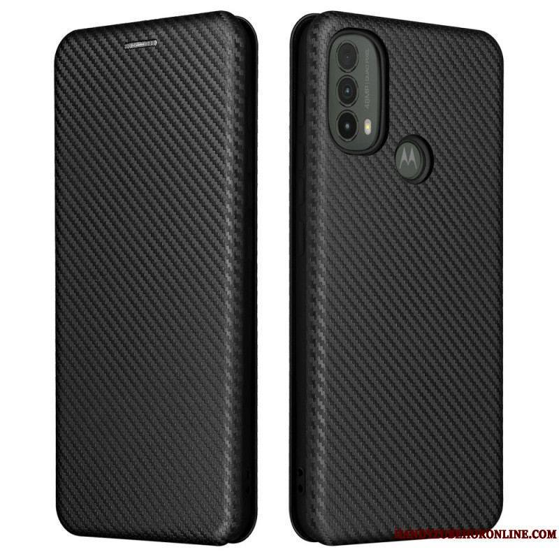 Flip Cover Moto E40 / E30 / E20 Fibre Carbone