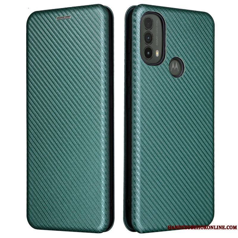 Flip Cover Moto E40 / E30 / E20 Fibre Carbone