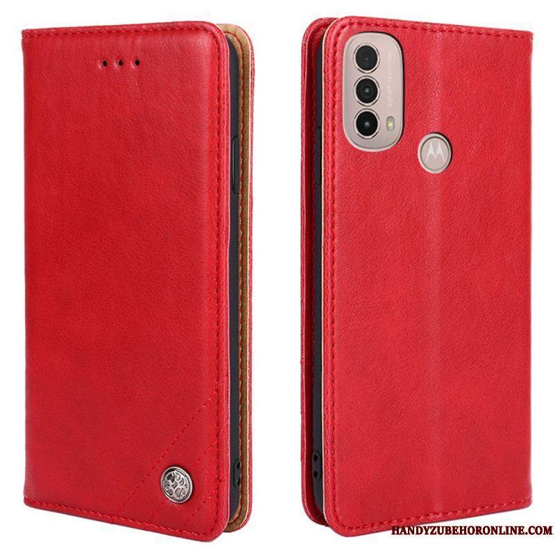 Flip Cover Moto E40 / E30 / E20 Style Cuir Rivet