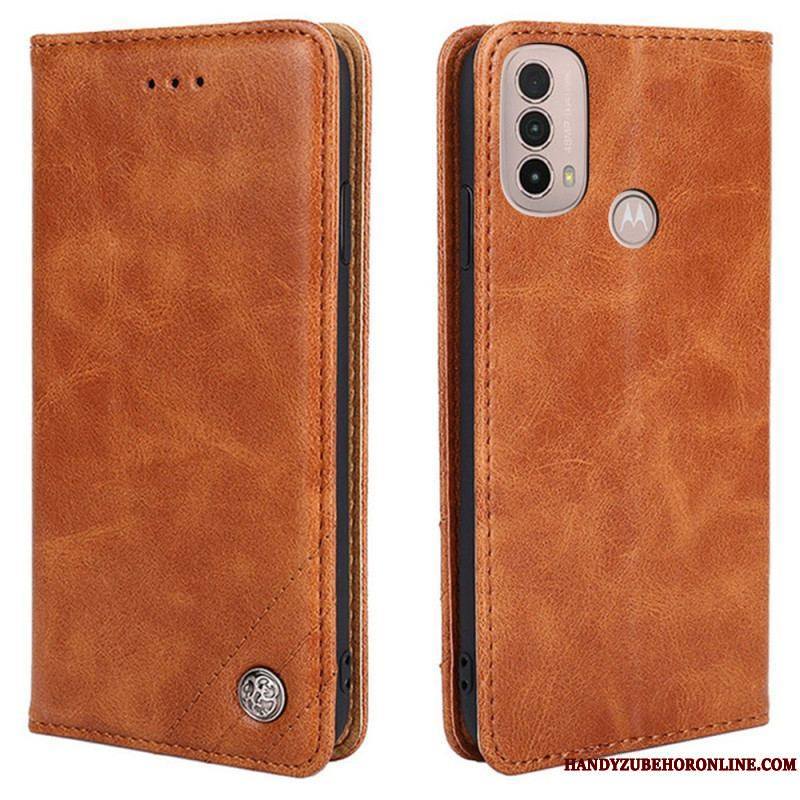 Flip Cover Moto E40 / E30 / E20 Style Cuir Rivet