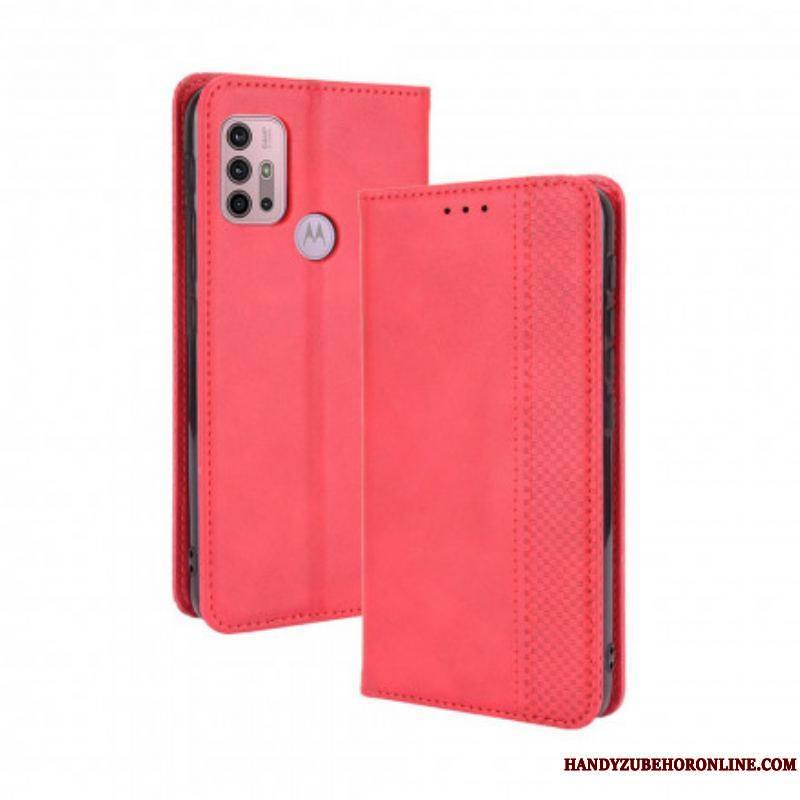 Flip Cover Moto G30 / Moto G10 Effet Cuir Vintage Stylisé