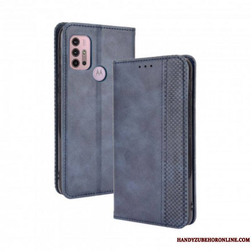 Flip Cover Moto G30 / Moto G10 Effet Cuir Vintage Stylisé