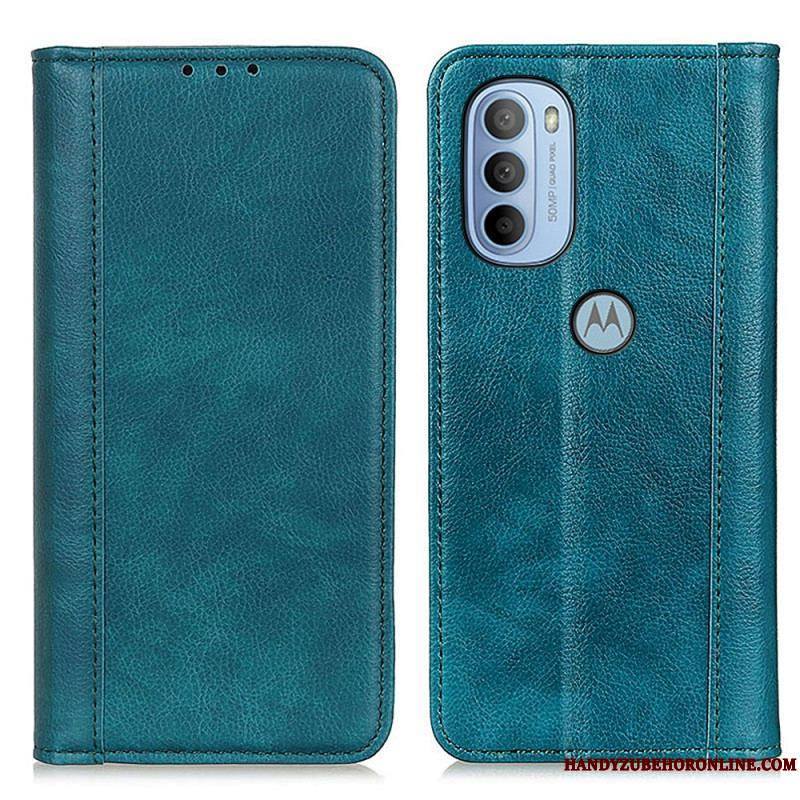 Flip Cover Moto G41 / G31 Cuir Litchi Fendu Élégance