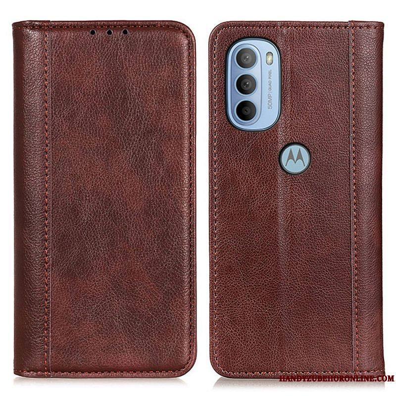 Flip Cover Moto G41 / G31 Cuir Litchi Fendu Élégance