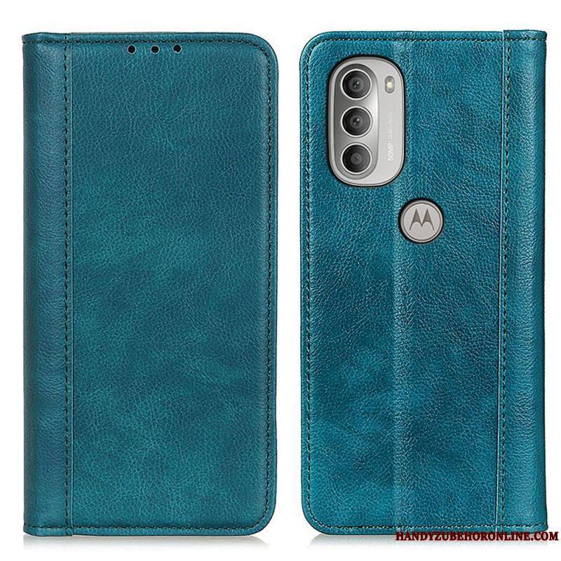 Flip Cover Moto G51 5G Cuir Litchi Fendu Élégance