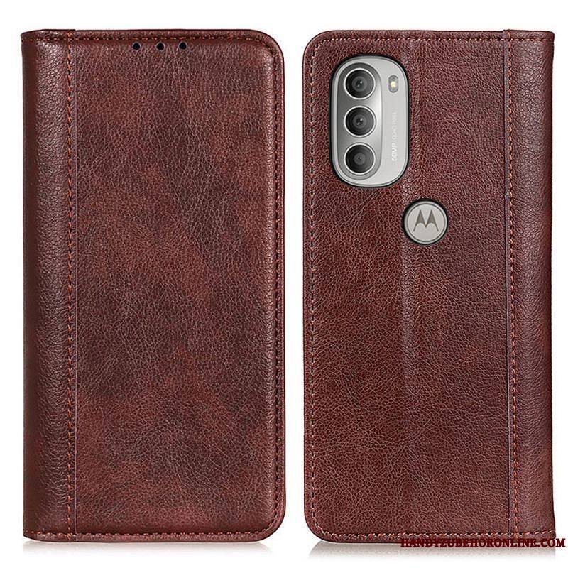 Flip Cover Moto G51 5G Cuir Litchi Fendu Élégance