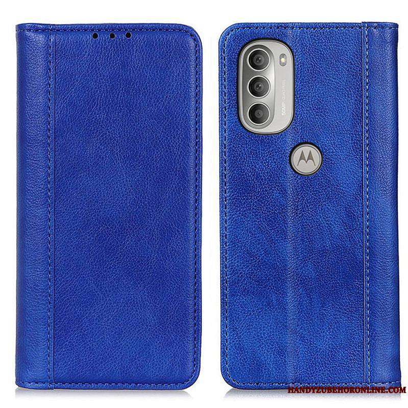 Flip Cover Moto G51 5G Cuir Litchi Fendu Élégance