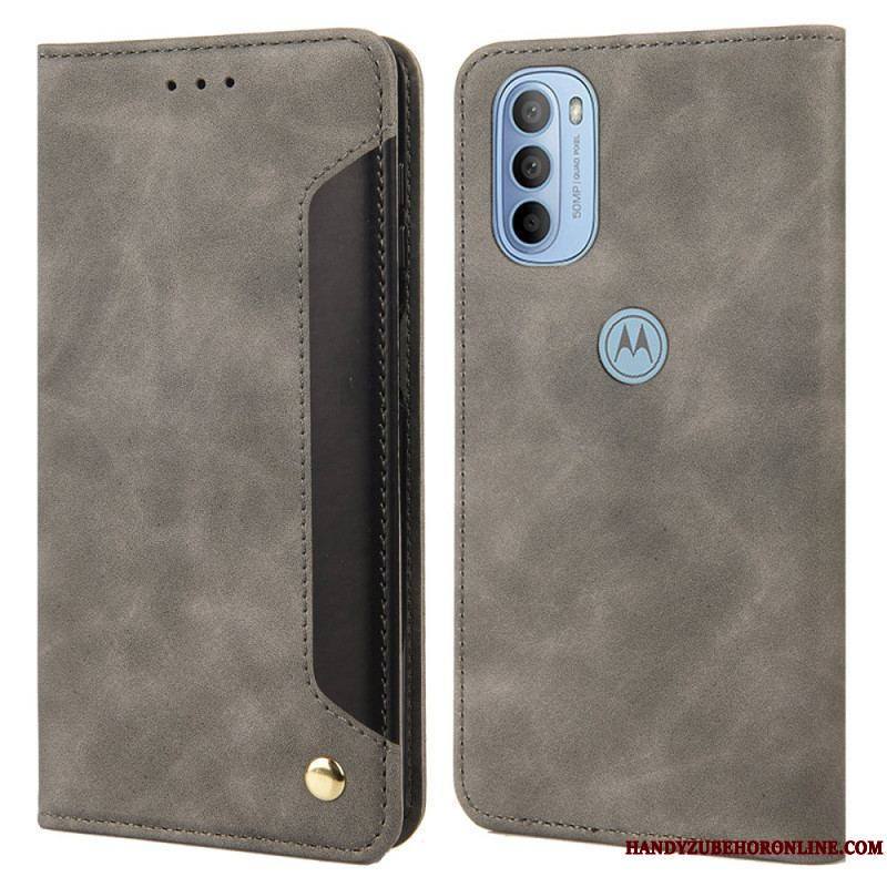 Flip Cover Moto G51 5G Effet Cuir Business Bicolore