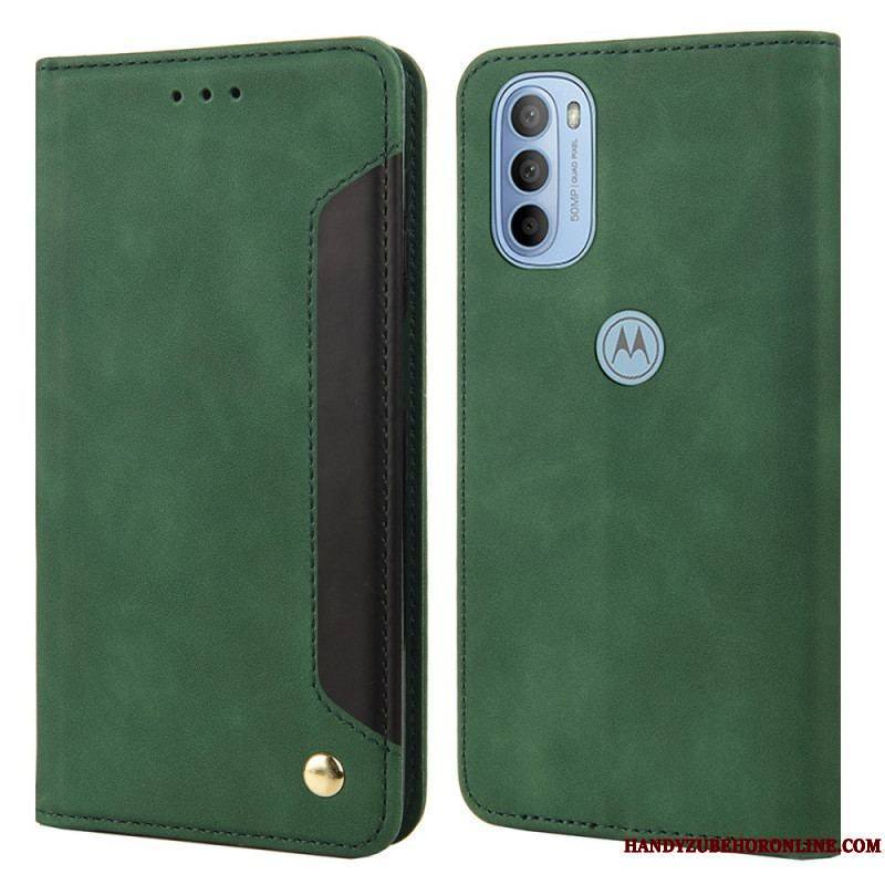 Flip Cover Moto G51 5G Effet Cuir Business Bicolore