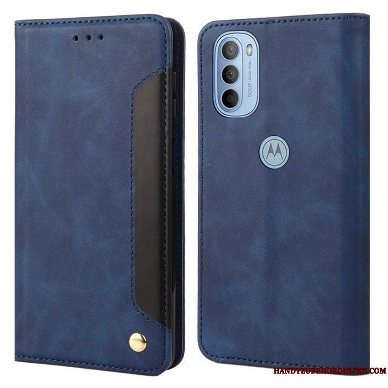 Flip Cover Moto G51 5G Effet Cuir Business Bicolore