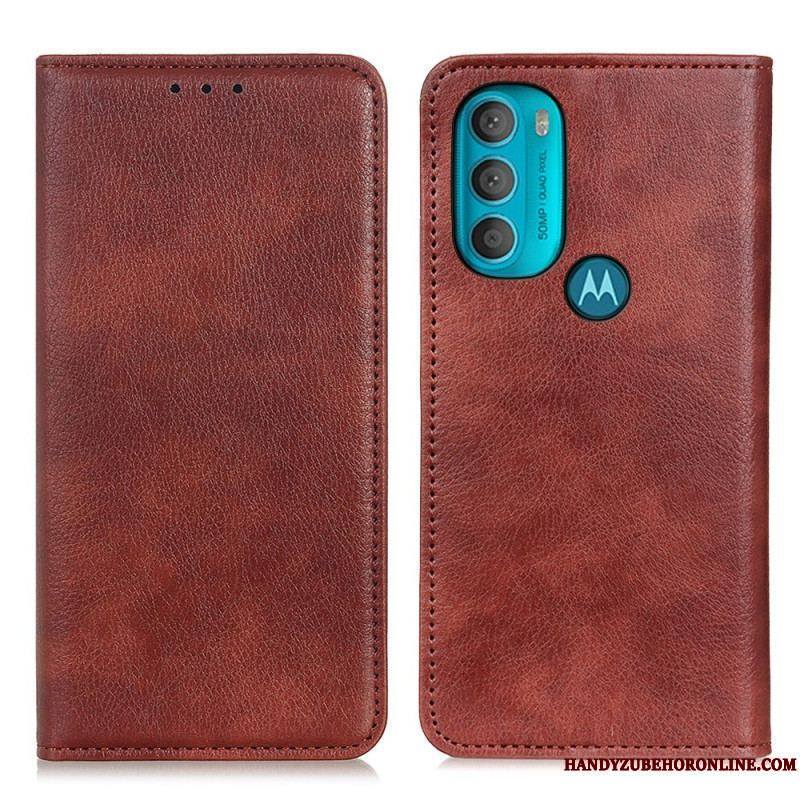 Flip Cover Moto G71 5G Cuir Fendu Texturé