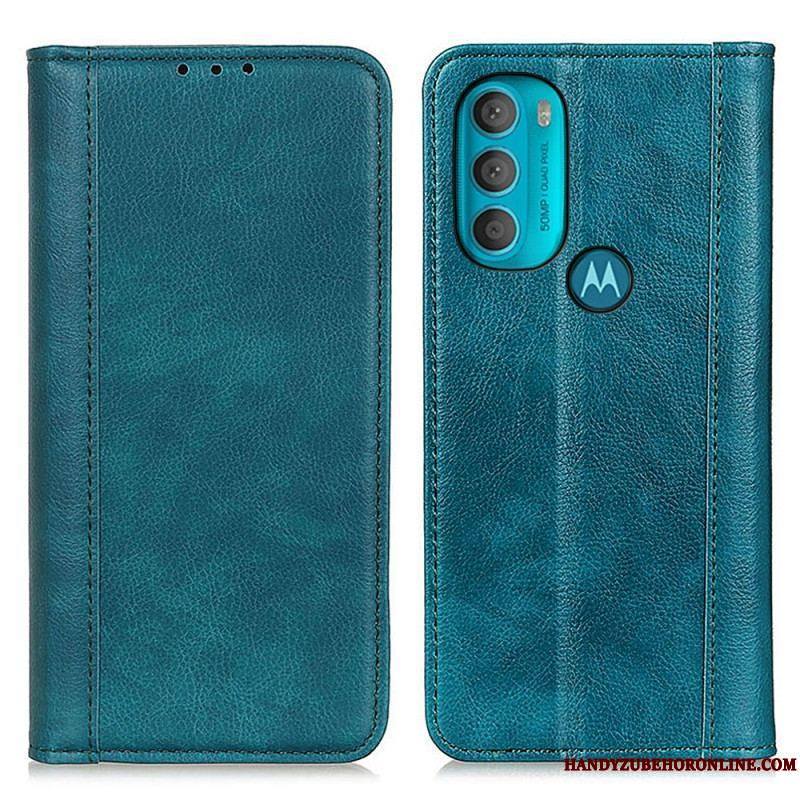 Flip Cover Moto G71 5G Cuir Litchi Fendu Élégance