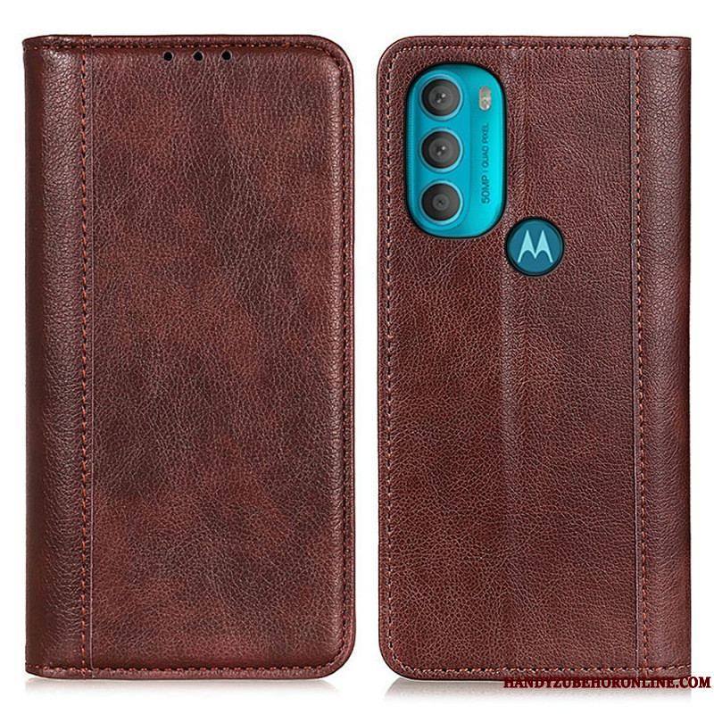 Flip Cover Moto G71 5G Cuir Litchi Fendu Élégance