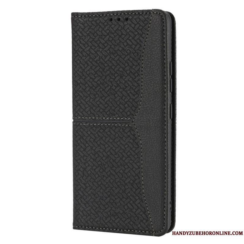 Flip Cover Samsung Galaxy A12 / M12 Style Cuir Tissée à Lanière