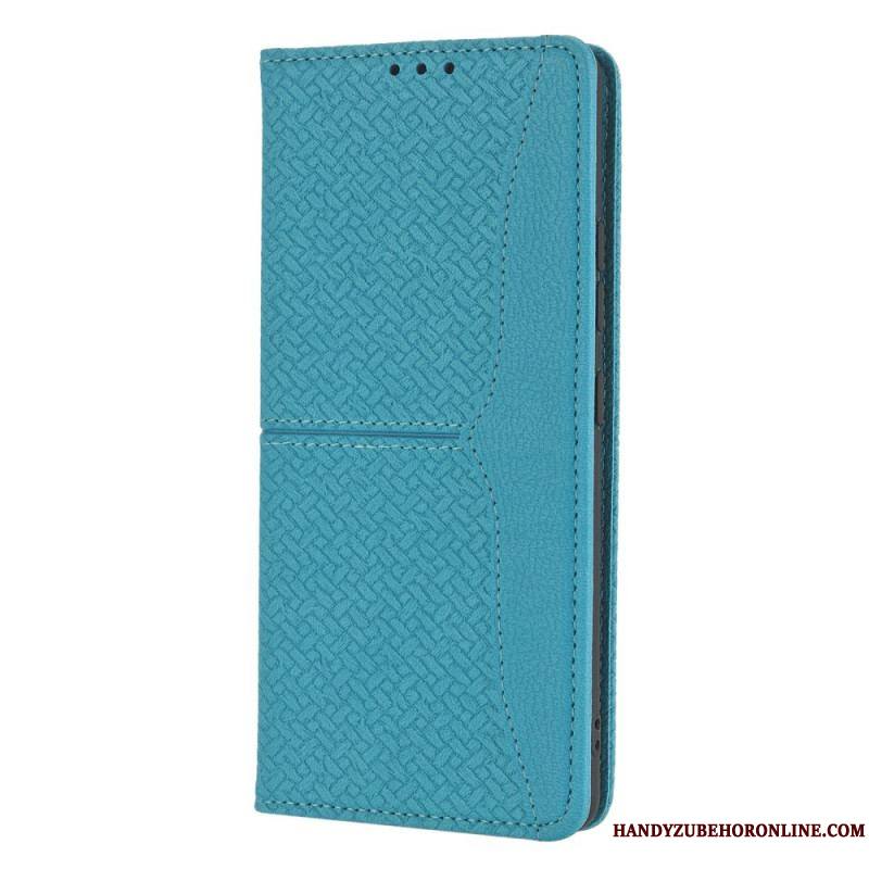 Flip Cover Samsung Galaxy A12 / M12 Style Cuir Tissée à Lanière