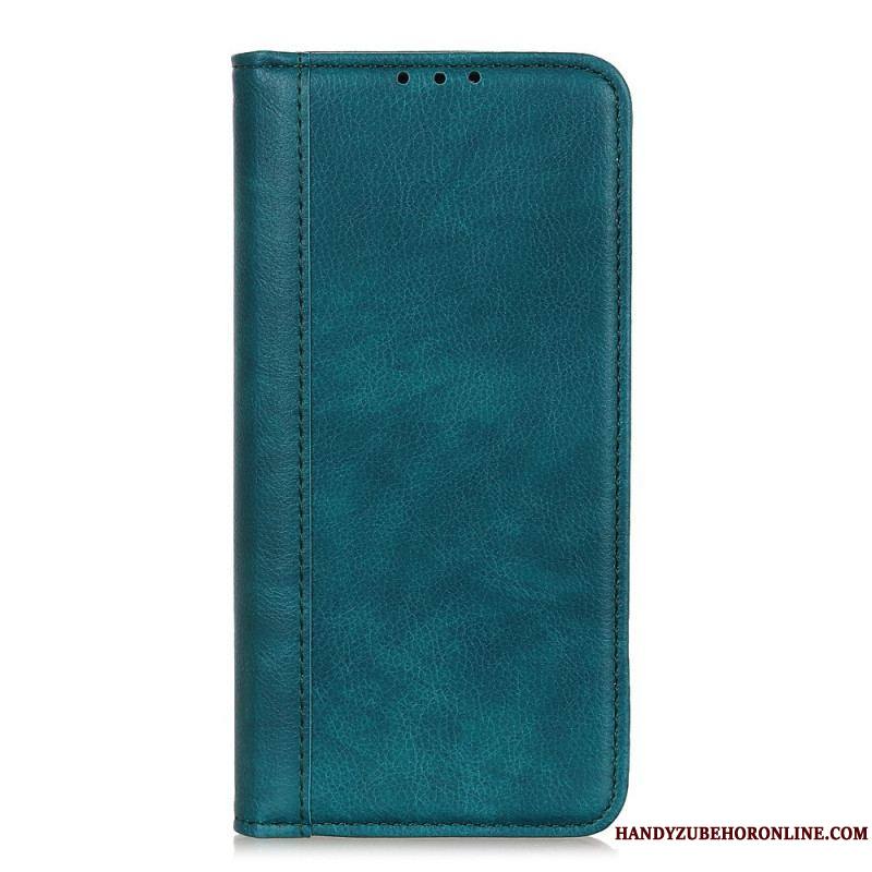 Flip Cover Samsung Galaxy A13 5G / A04s Cuir Litchi Fendu Élégance