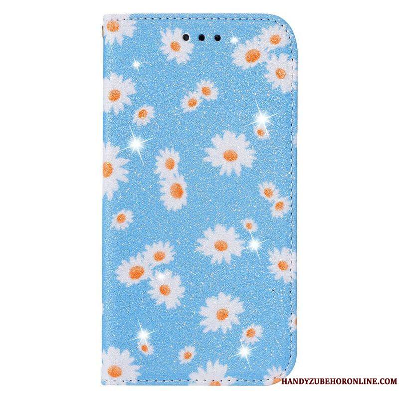 Flip Cover Samsung Galaxy A51 5G Simili Cuir Marguerites