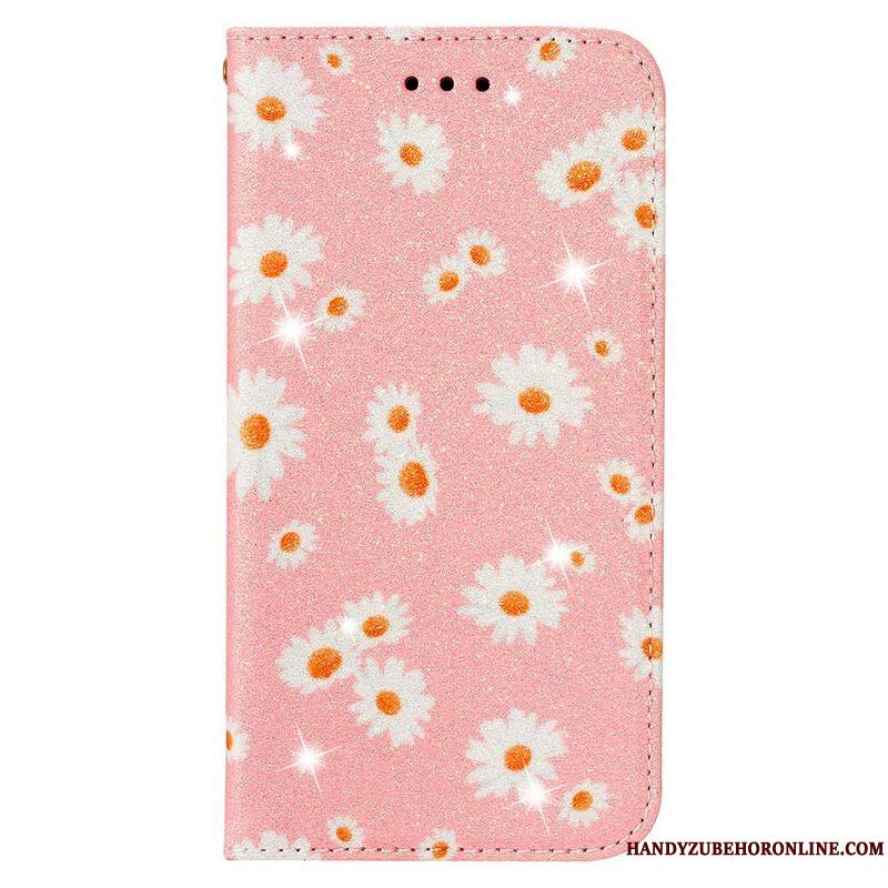 Flip Cover Samsung Galaxy A51 5G Simili Cuir Marguerites