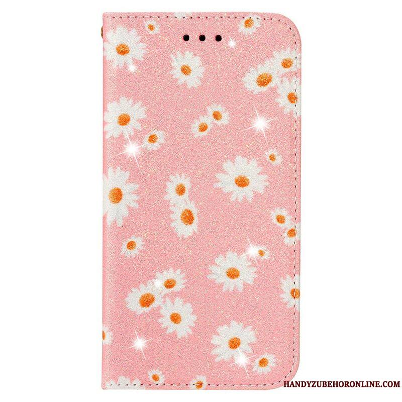 Flip Cover Samsung Galaxy A51 5G Simili Cuir Marguerites