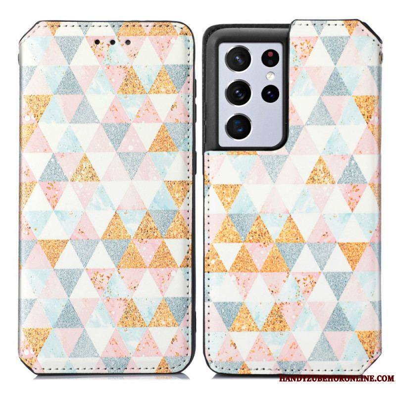 Flip Cover Samsung Galaxy S21 Ultra 5G Motif Coloré Surprenant