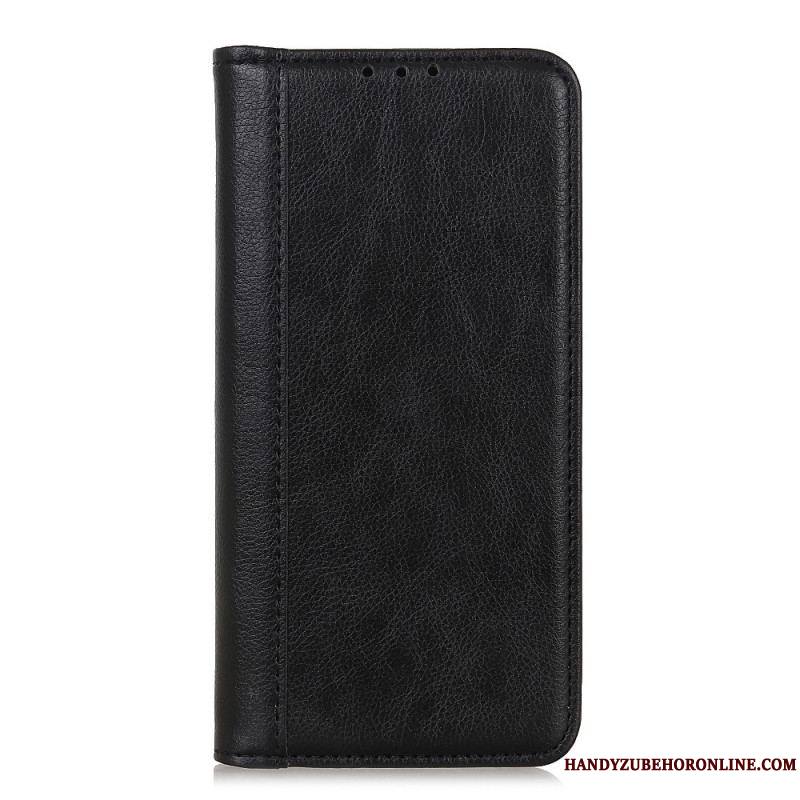 Flip Cover Samsung Galaxy S22 Plus 5G Cuir Litchi Fendu Élégance