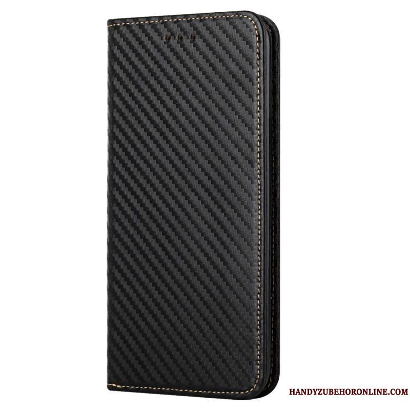 Flip Cover Samsung Galaxy S23 5G Style Fibre Carbone à Lanière