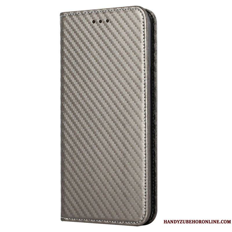 Flip Cover Samsung Galaxy S23 5G Style Fibre Carbone à Lanière