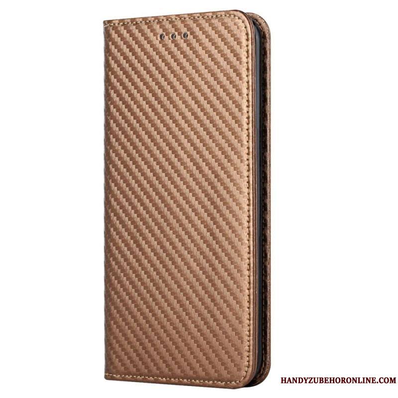 Flip Cover Samsung Galaxy S23 5G Style Fibre Carbone à Lanière