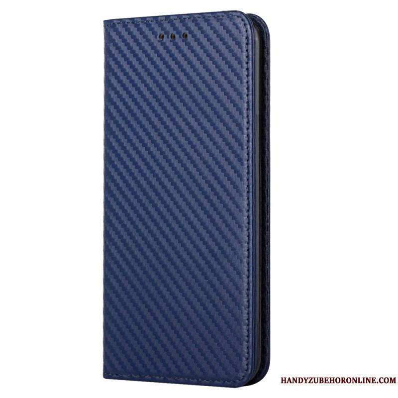 Flip Cover Samsung Galaxy S23 5G Style Fibre Carbone à Lanière