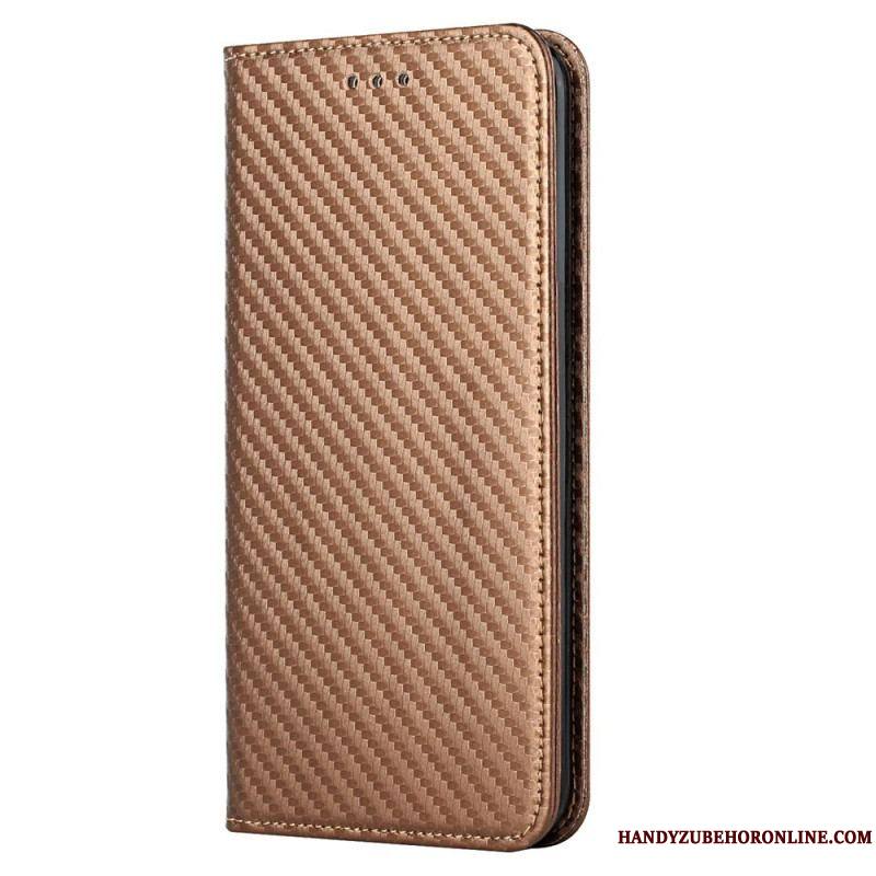 Flip Cover Samsung Galaxy S23 Plus 5G Style Fibre Carbone à Lanière