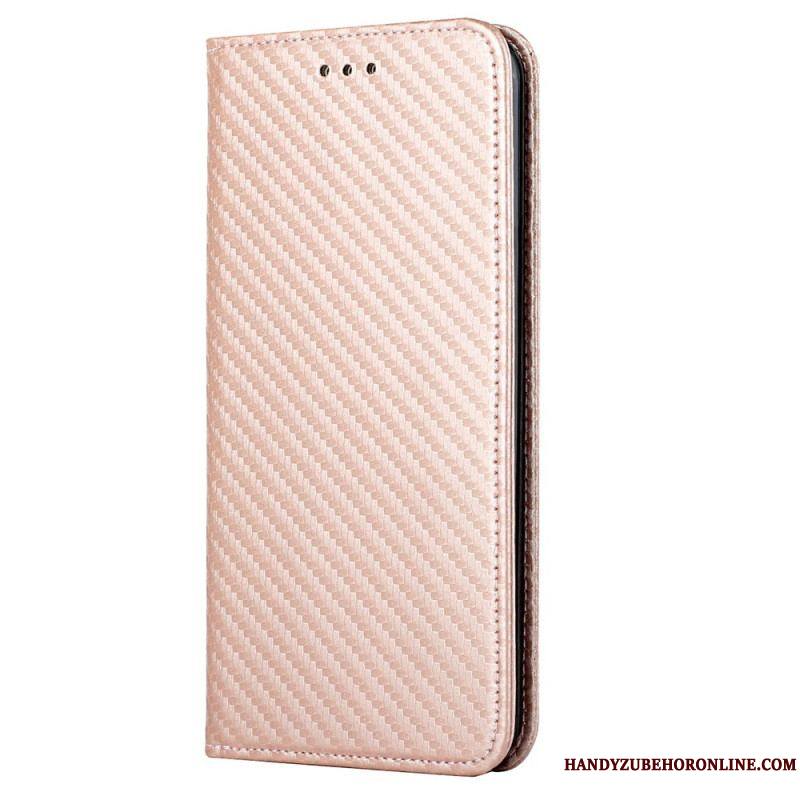 Flip Cover Samsung Galaxy S23 Plus 5G Style Fibre Carbone à Lanière