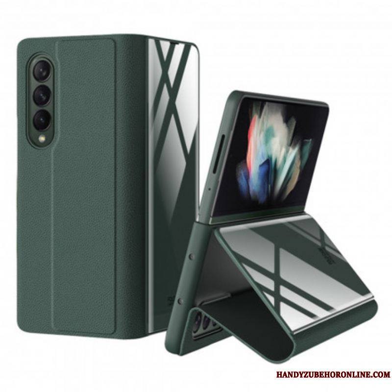 Flip Cover Samsung Galaxy Z Fold 3 5G Verre Trempé et Simili Cuir