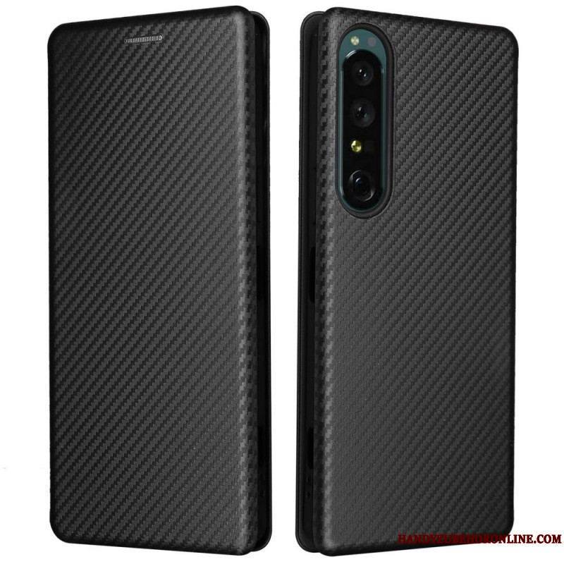 Flip Cover Sony Xperia 1 IV Texture Fibre Carbone