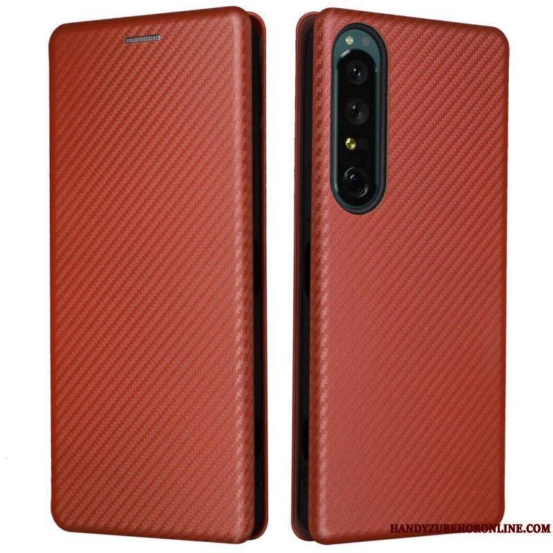 Flip Cover Sony Xperia 1 IV Texture Fibre Carbone