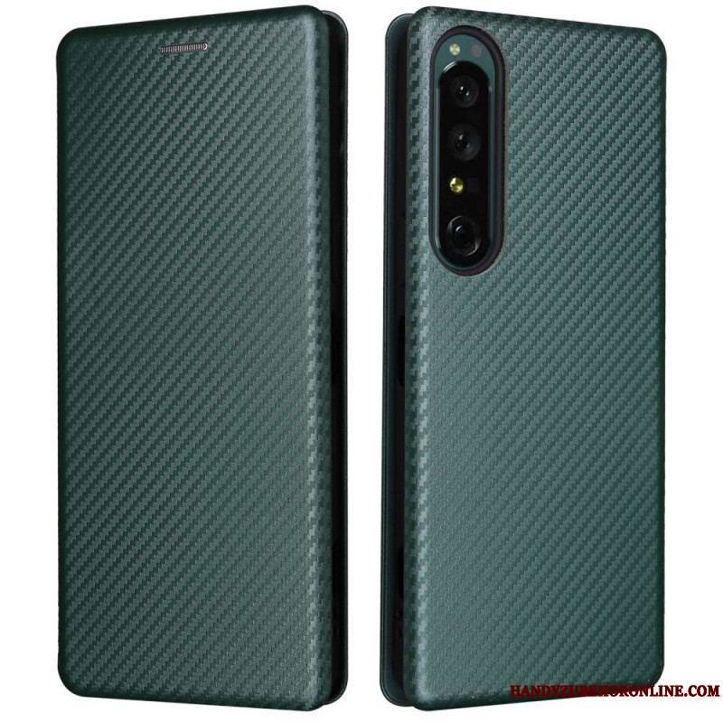 Flip Cover Sony Xperia 1 IV Texture Fibre Carbone