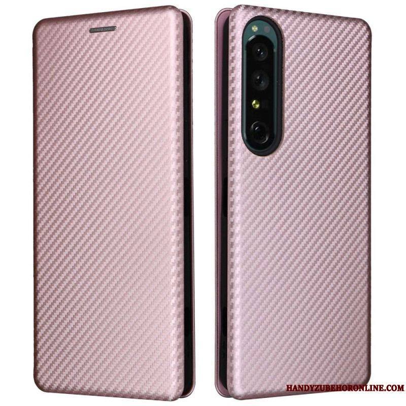 Flip Cover Sony Xperia 1 IV Texture Fibre Carbone