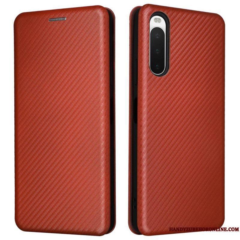 Flip Cover Sony Xperia 10 IV Texture Fibre Carbone