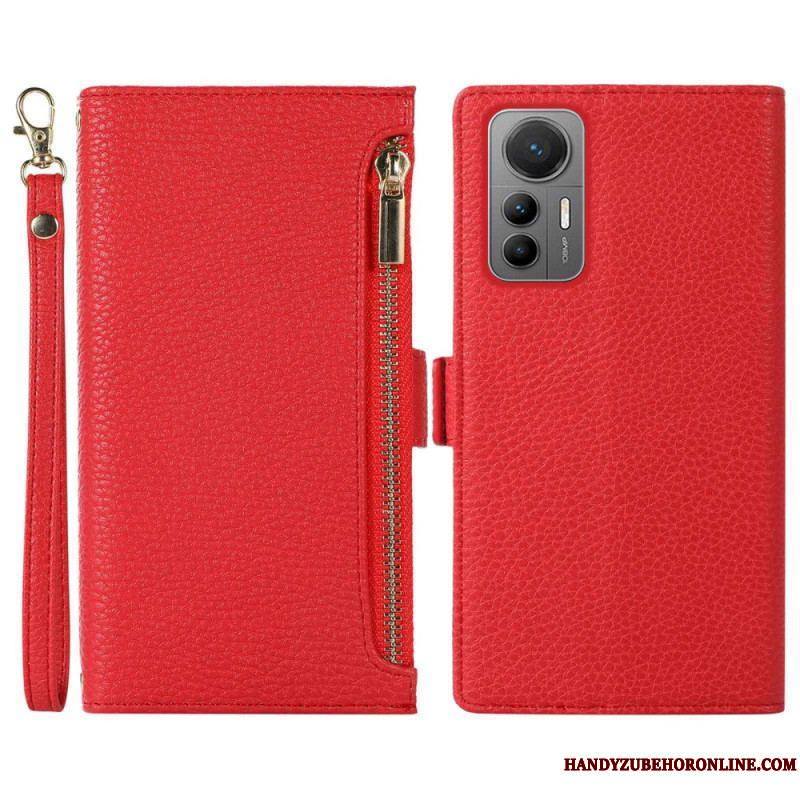 Flip Cover Xiaomi 12 Lite Pochette Frontale et Lanière