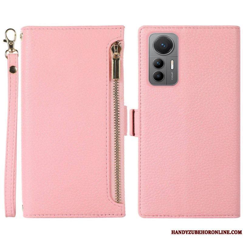 Flip Cover Xiaomi 12 Lite Pochette Frontale et Lanière