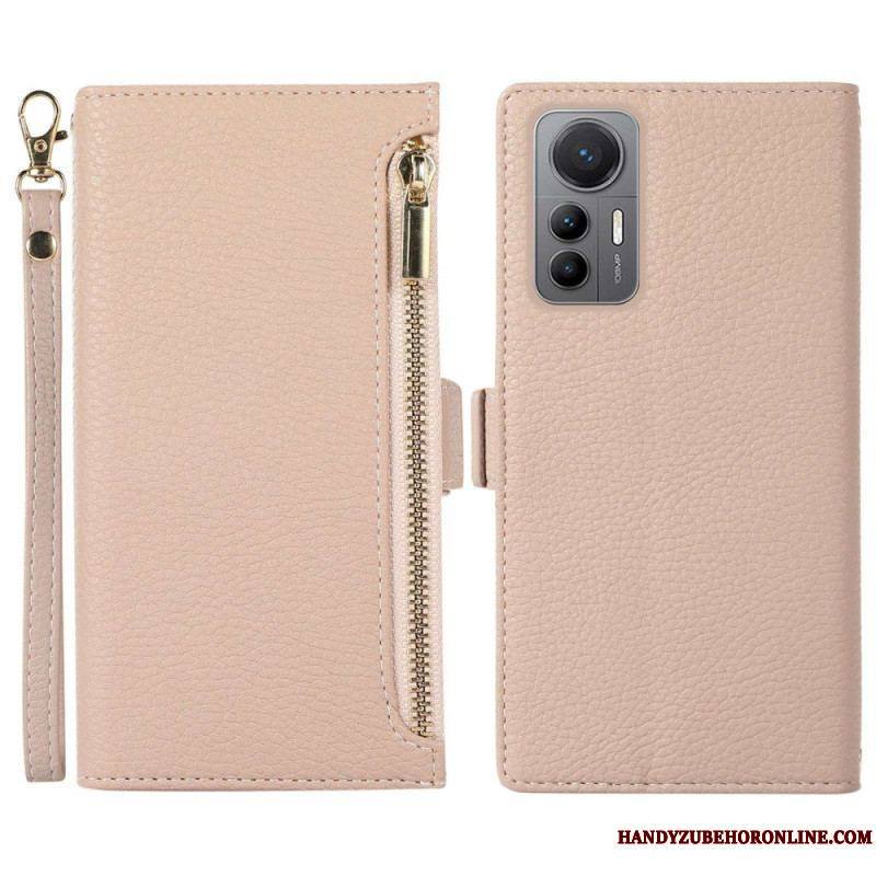 Flip Cover Xiaomi 12 Lite Pochette Frontale et Lanière