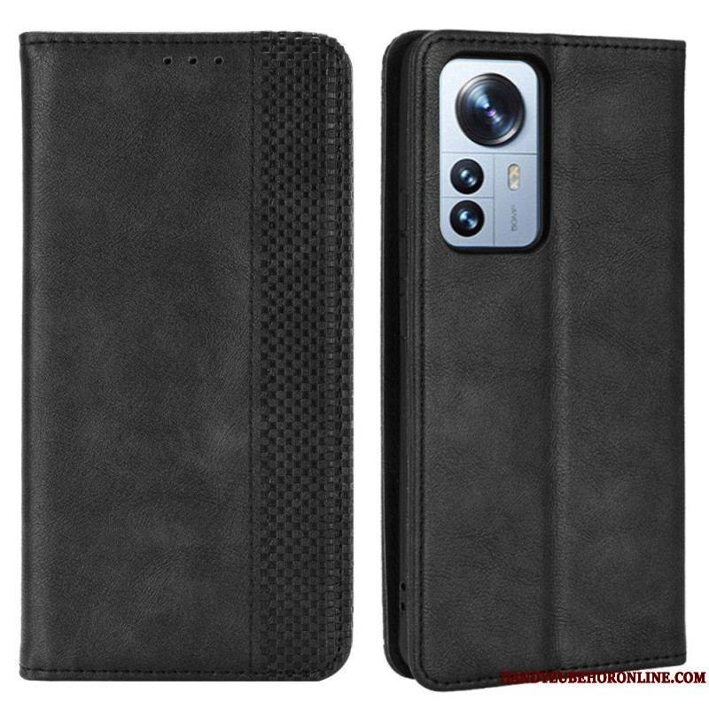 Flip Cover Xiaomi 12 Pro Effet Cuir Vintage Stylisé