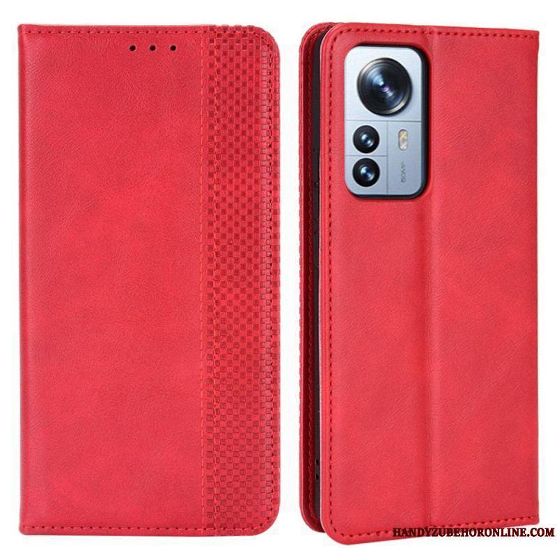 Flip Cover Xiaomi 12 Pro Effet Cuir Vintage Stylisé