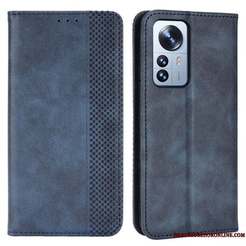 Flip Cover Xiaomi 12 Pro Effet Cuir Vintage Stylisé